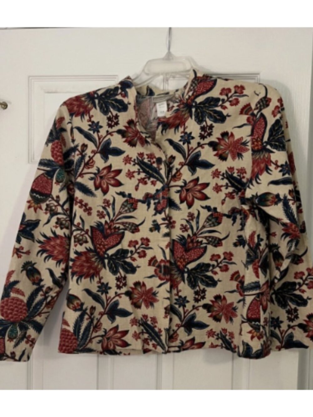 Coldwater Creek Floral Tapestry Jacket Button Front VTGE Size M mandarin collar
